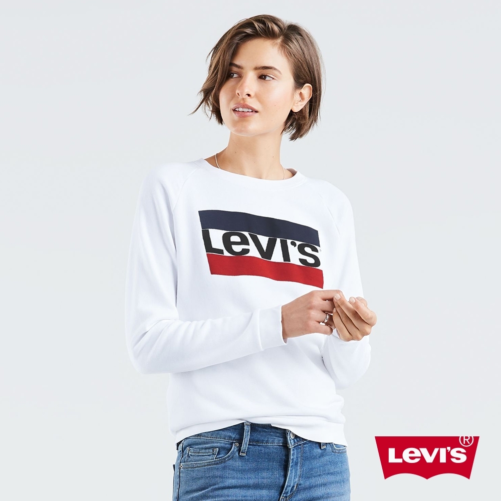 Levis 女款 大學T 復古Sportwear Logo