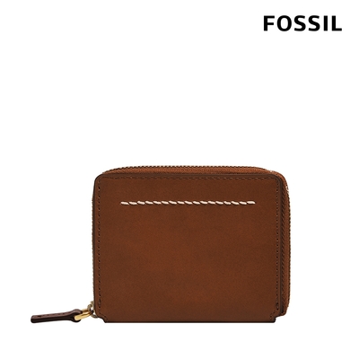 FOSSIL Westover 真皮拉鍊零錢包-咖啡色 ML4584210 (禮盒組附鐵盒)