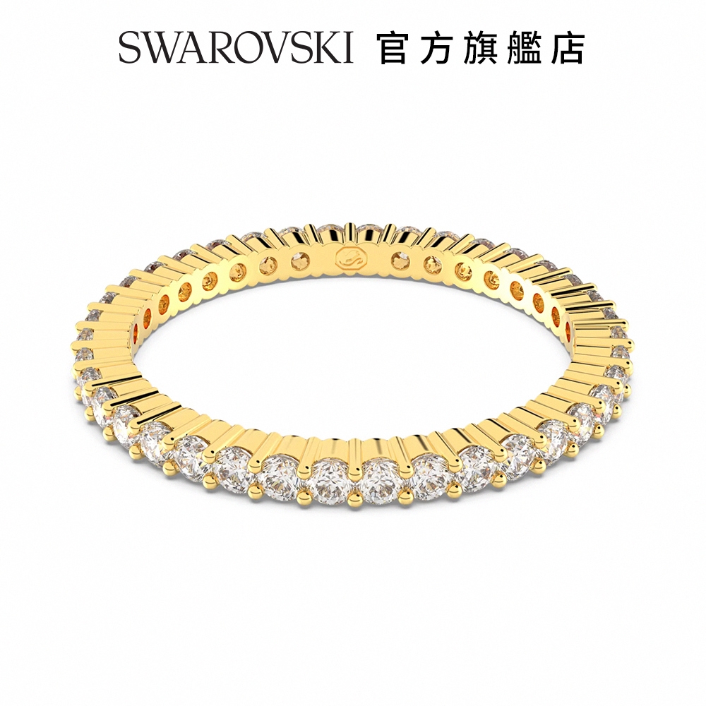 SWAROVSKI 施華洛世奇 Vittore 戒指 圓形切割, 白色, 鍍金色色調