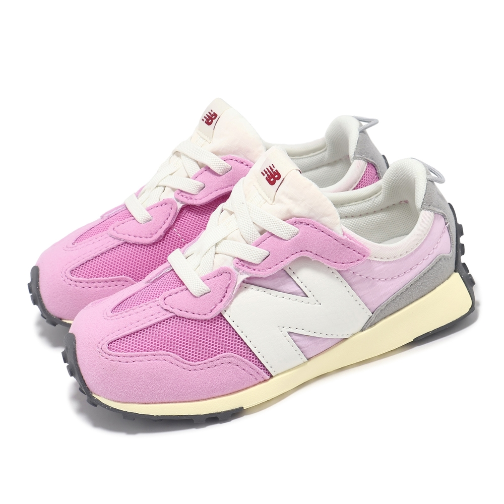 New Balance 休閒鞋 327 Wide 小童 寬楦 粉 白 小朋友 麂皮 尼龍 魔鬼氈 嬰兒鞋 NB NW327RK-W