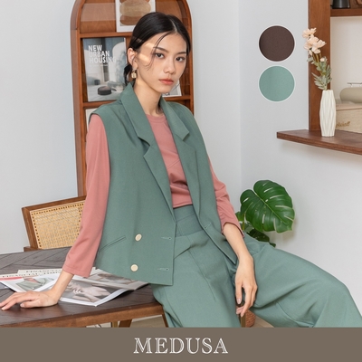 現貨【MEDUSA 曼度莎】雙排釦翻領西裝背心外套 - 2色（M-XL）｜女外套 女背心