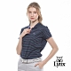 【Lynx Golf】女款純棉雙絲光緹花橫條點點短袖立領POLO衫-深藍色 product thumbnail 2