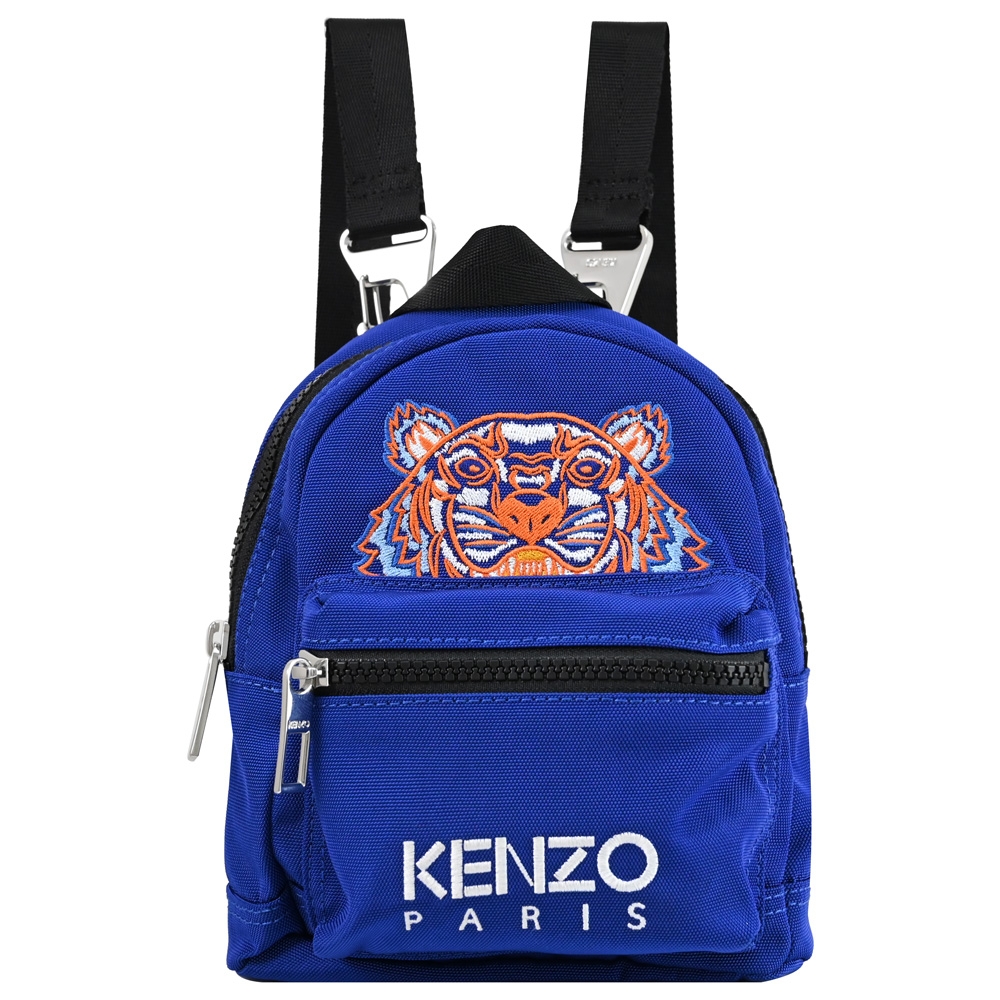 KENZO 經典燙印老虎圖樣拉鍊迷你三用後背包(藍/橘)