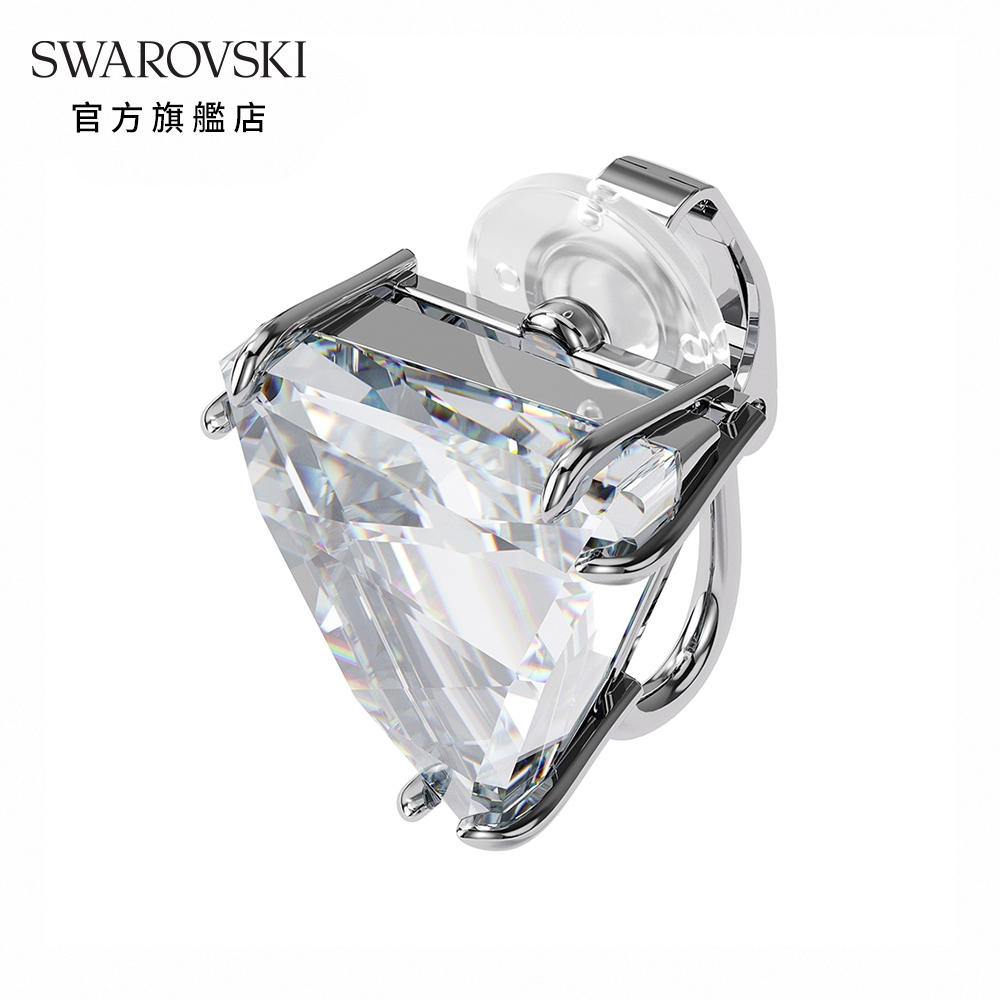 SWAROVSKI 施華洛世奇 MESMERA 白金色單顆三角洲形夾式耳環