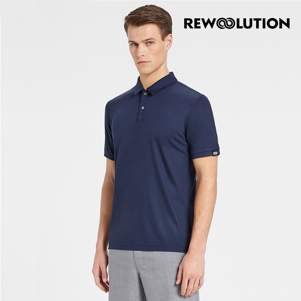 【Rewoolution】男 ORO 210g短袖Polo衫[深藍] 羊毛衣 短袖 T恤 登山必備 吸濕排汗 REIA1MC11258