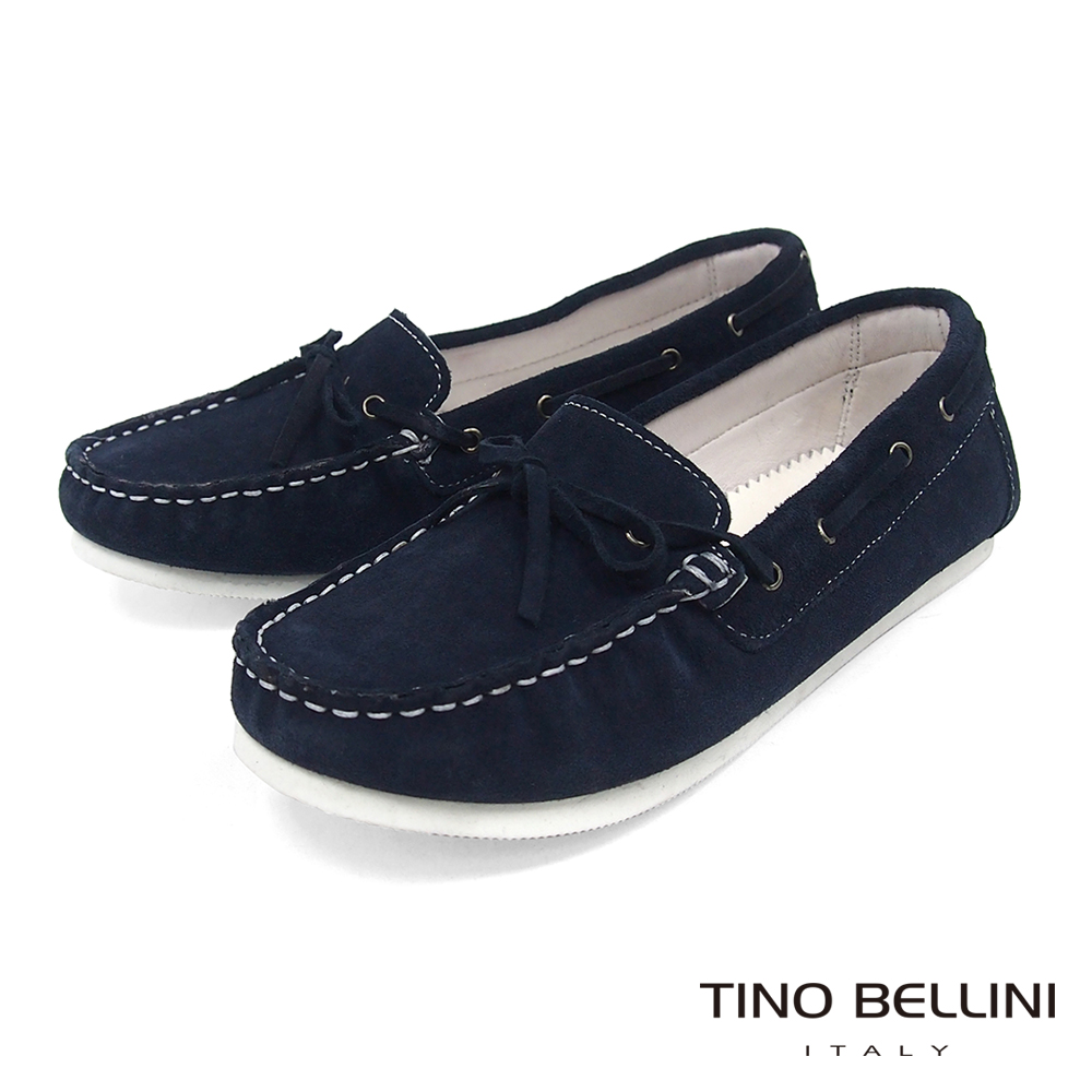 Tino Bellini 麂皮手感自然休閒風格帆船鞋 _ 深藍