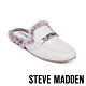 STEVE MADDEN-MYNX 絨毛馬銜扣真皮低跟穆勒鞋-白色 product thumbnail 1