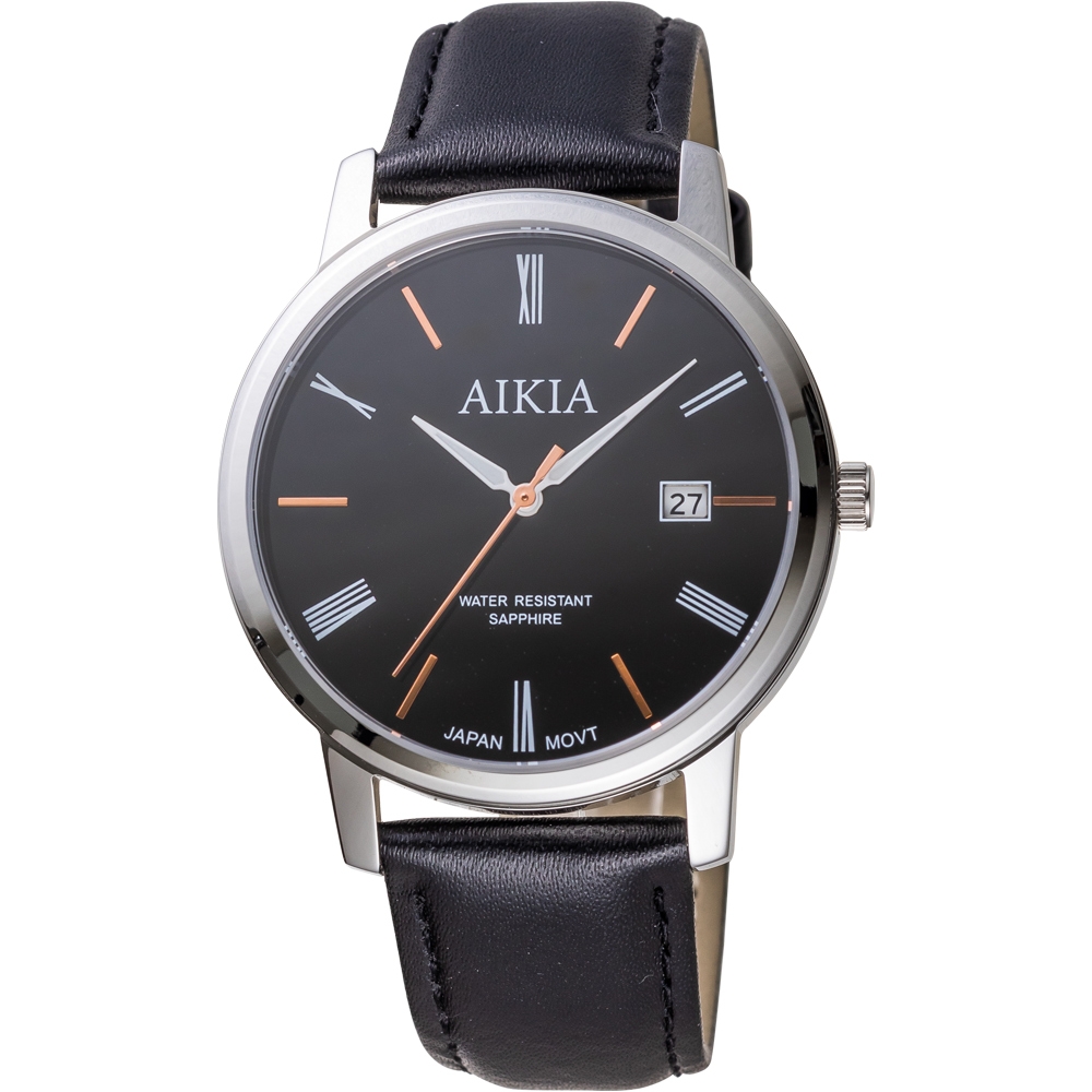 AIKIA 簡約沉穩紳士腕錶-3A2312WBT2/黑40mm