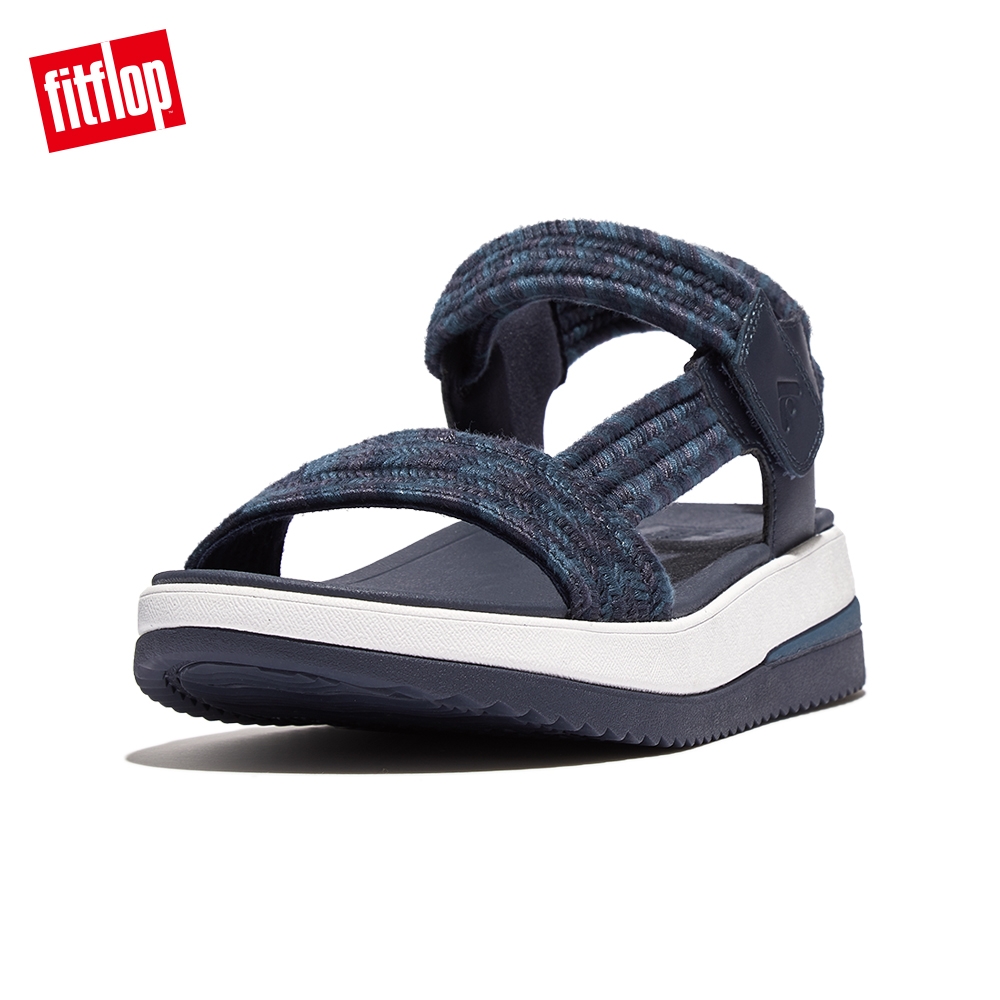 【FitFlop】SURFF ART-WEBBING BACK-STRAP SANDALS運動風可調式皮革後帶涼鞋-女(午夜藍白色) (午夜藍白色)