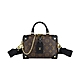 LV M45571 Petite Malle Souple字母LOGO  Monogram帆布拉鍊手提斜背行李小方包(黑x咖啡) product thumbnail 1