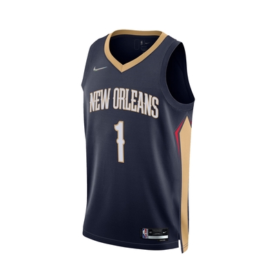 Nike 球衣 深藍 黃 紐澳良 鵜鶘 Zion 胖虎 Dri-FIT NBA 客場 男款 吸濕 排汗 DB3581-419