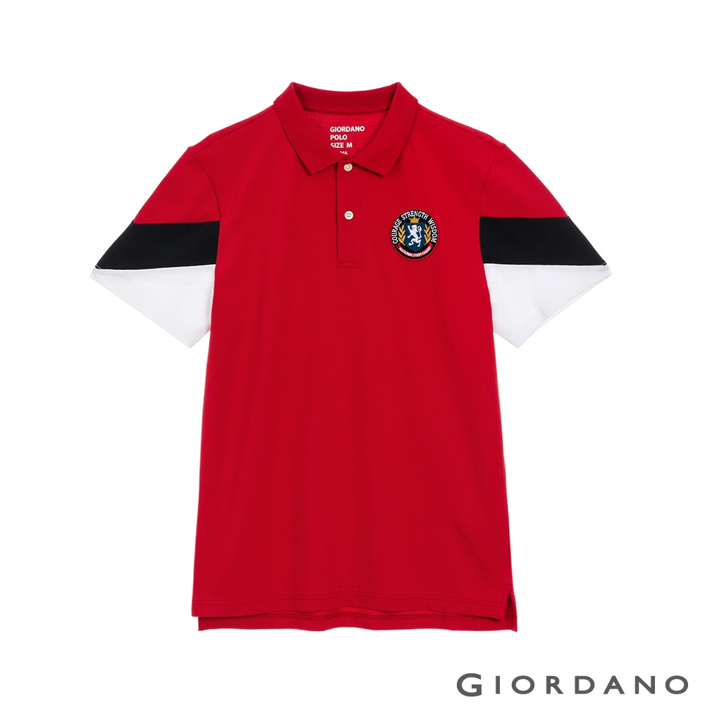 GIORDANO 男裝UNION JACK POLO衫 - 53 高貴紅/藍/白