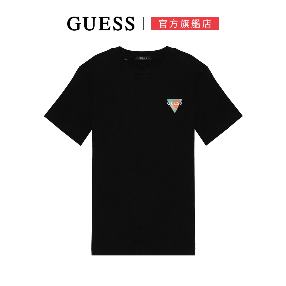 【GUESS】彩繪倒三角LOGO短T-三色可選