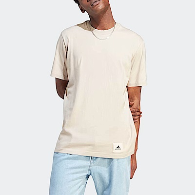 Adidas M LNG TEE Q3 IM0482 男 短袖 上衣 T恤 休閒 素色 寬鬆 棉質 米