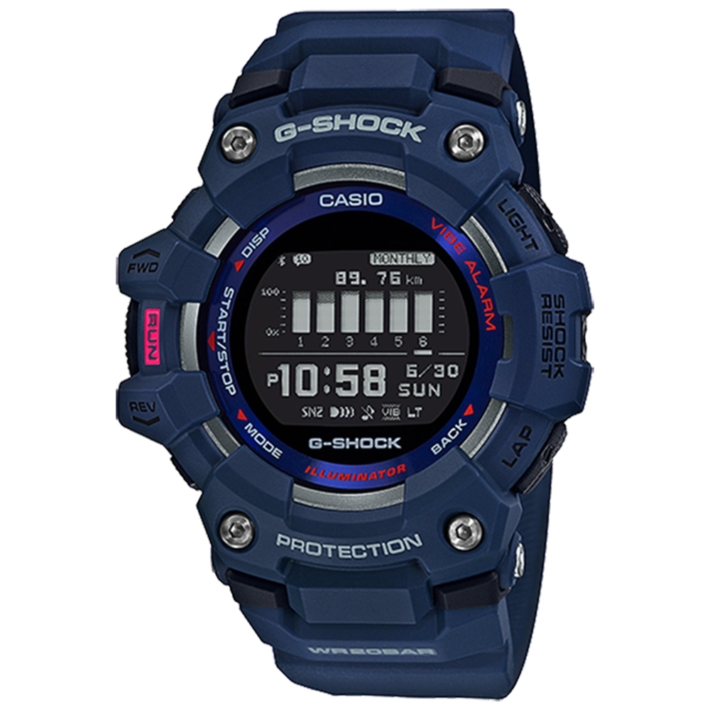 CASIO 卡西歐 G-SHOCK G-SQUAD 智能藍牙多功能運動電子錶-藍 GBD-100-2