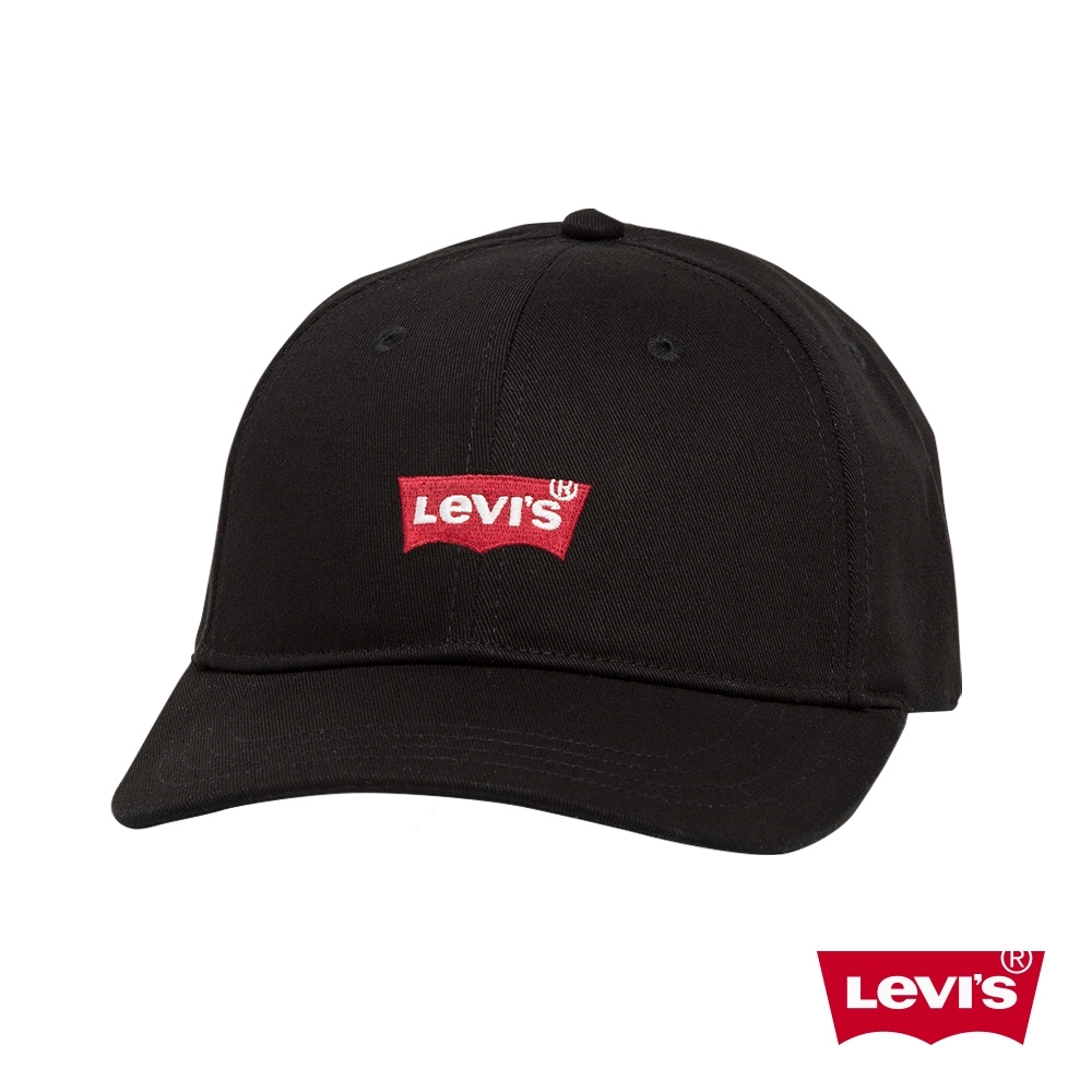 Levis 男女同款 可調式排扣棒球帽 經典Logo 刺繡 黑色基本款