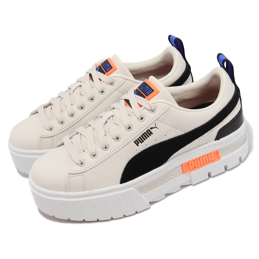 Puma 休閒鞋 Mayze Lth Wns 女鞋 米白 黑 厚底 增高 經典 皮革 金標 38198329