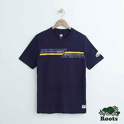 男裝Roots 前胸條紋短袖T恤-藍
