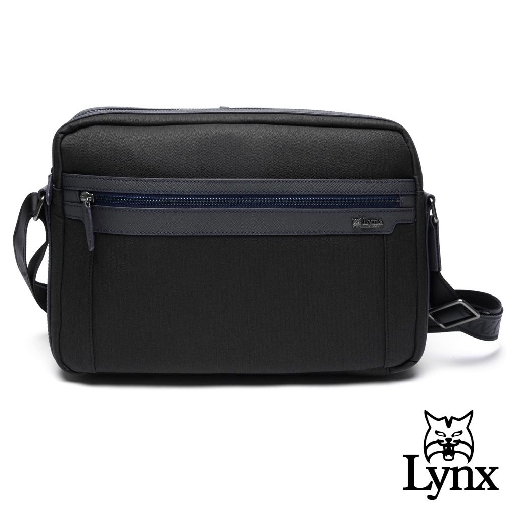 Lynx - 美國山貓進口牛皮mix防潑水時尚型男側背包