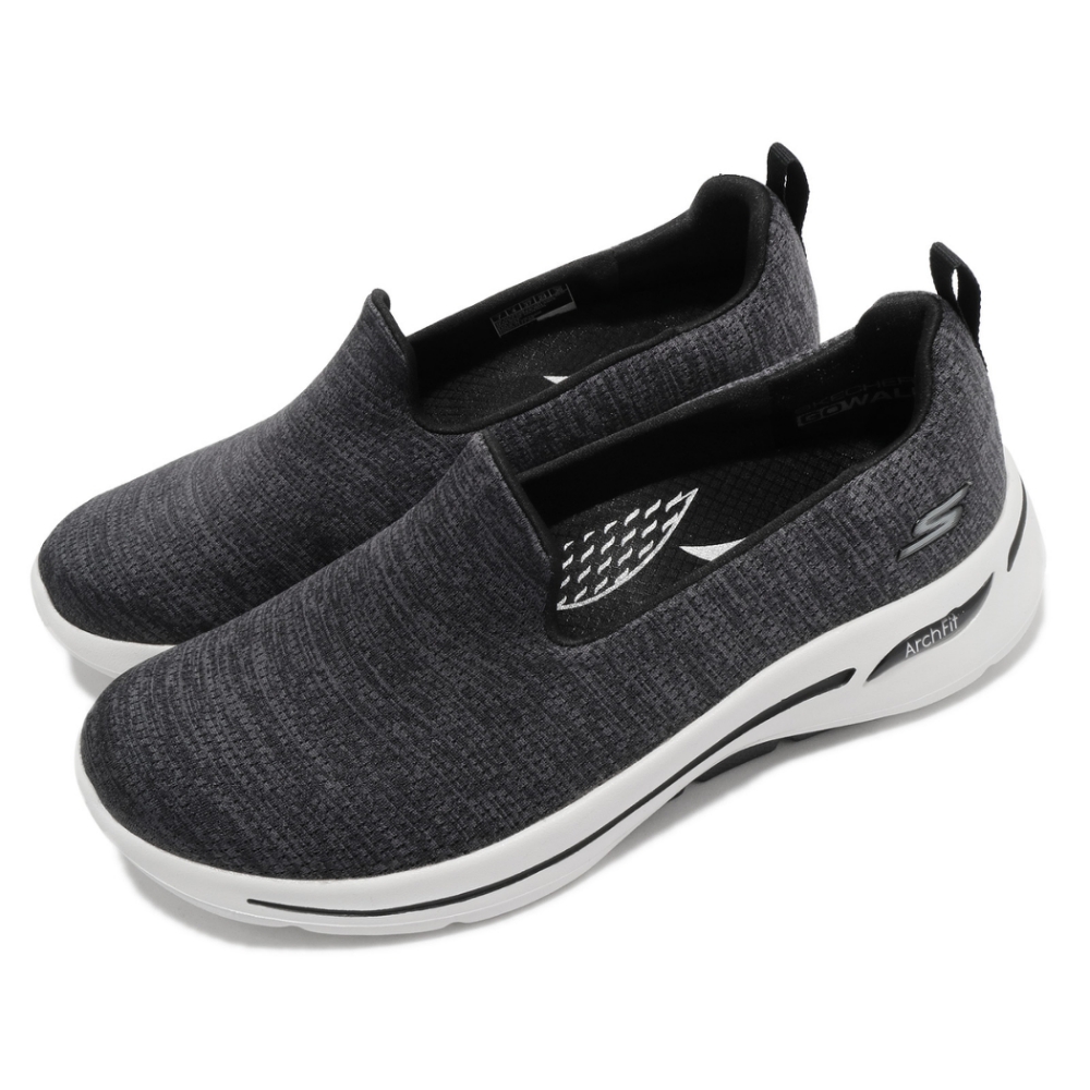 Skechers 休閒鞋 Go Walk Arch Fit 寬楦 女鞋 健走鞋 休閒 踏青 懶人鞋 避震 緩衝 黑 白 124480WBKW