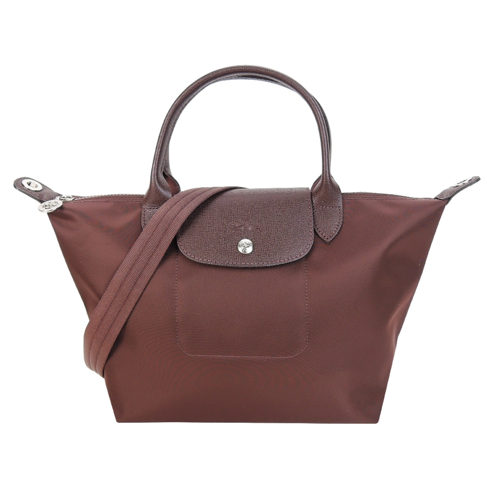 LONGCHAMP Le Pliage Neo系列尼龍短手提兩用水餃包(小/巧克力)