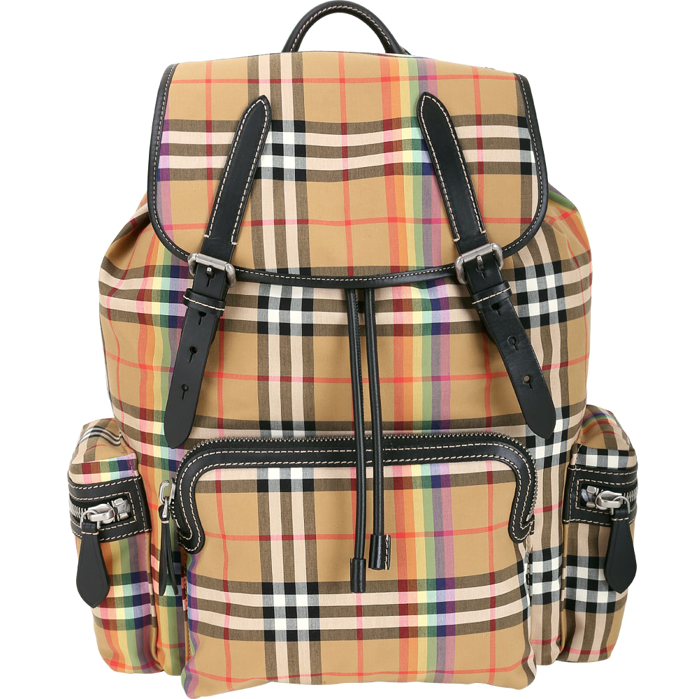 BURBERRY The Rucksack Vintage 大型彩虹格紋軍旅後背包