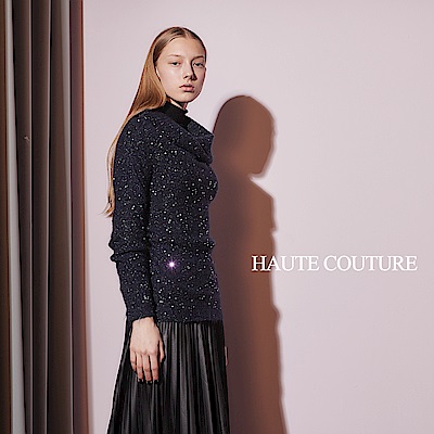 Haute Couture 高定系 暖時尚羊毛垂墜高領造型上衣(兩色)-藏藍