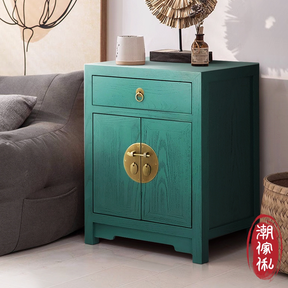 C'est Chic 頤和榆木雙門單抽櫃-幅45cm-風化藍綠 W45*D30*H60 cm