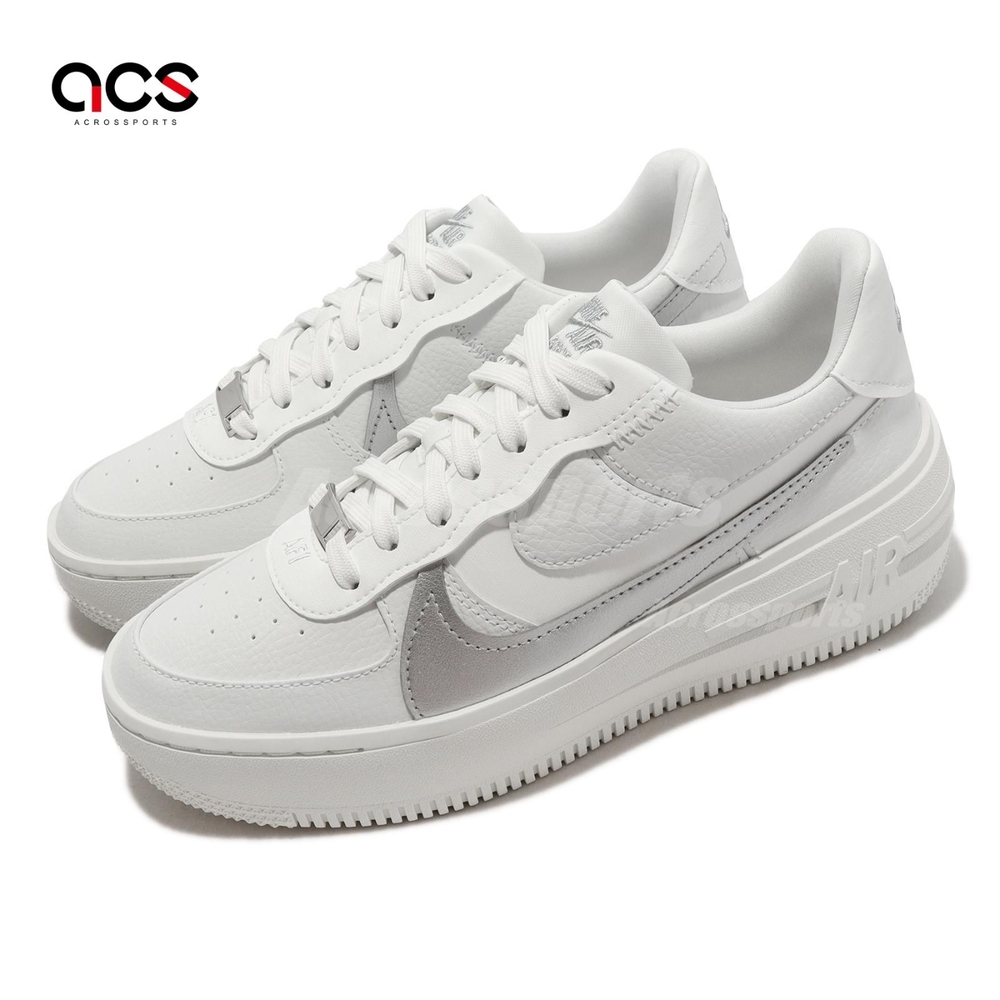 Nike 休閒鞋Wmns AF1 PLT AF ORM 女鞋男鞋白金屬銀厚底皮革經典DJ9946