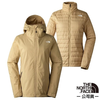 【The North Face】女新款 3效能 防水透氣防風耐磨連帽二件式外套(亞洲版型)/夾克_5B1X-LK5 卡其色
