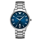 EMPORIO ARMANI 奢華質感時尚日期腕錶-銀X藍(AR11227)/44mm product thumbnail 1