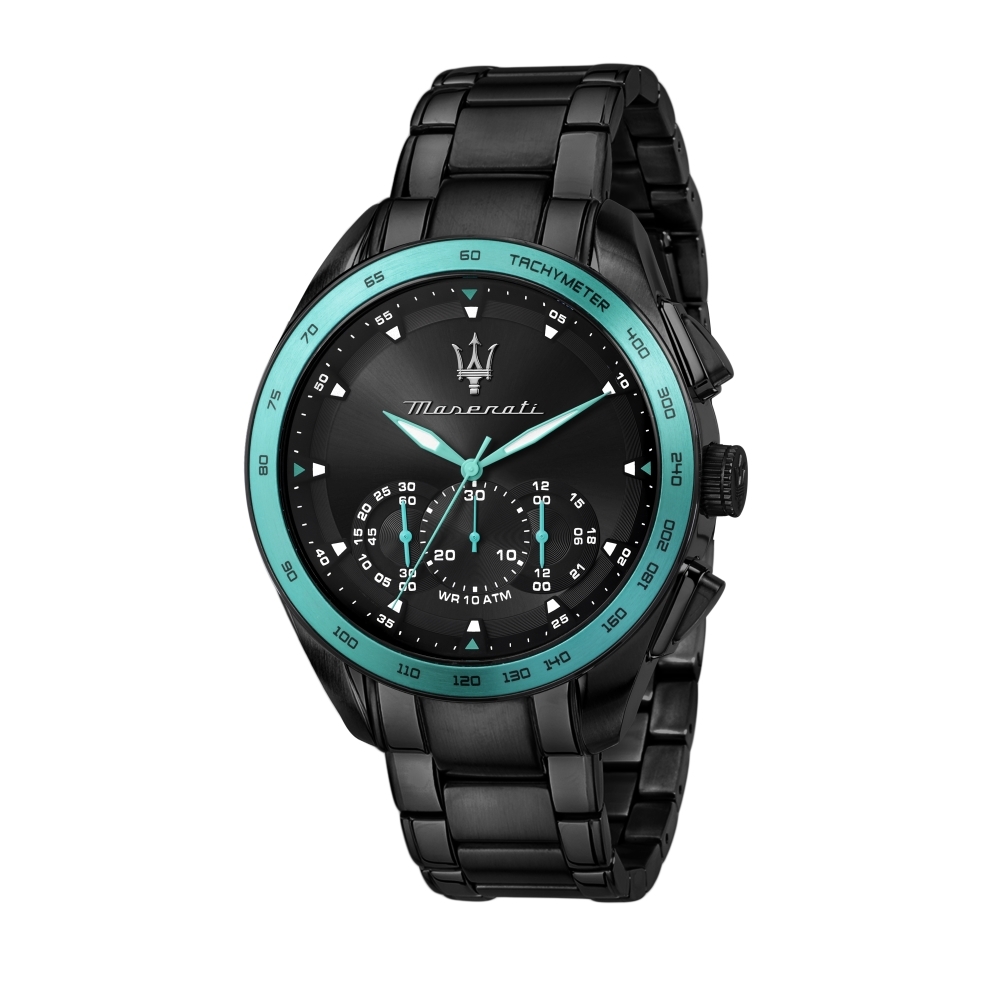 MASERATI 瑪莎拉蒂 AQUA STILE 海洋水色超現代黑鋼腕錶45mm(R8873644002)