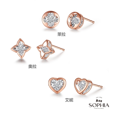 [年中時時樂限定] SOPHIA 蘇菲亞珠寶 - 18K玫瑰金 鑽石耳環 (任選一款$6999)