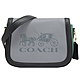 COACH 品牌馬車LOGO撞色牛皮翻蓋斜背包(灰/藍綠) product thumbnail 1