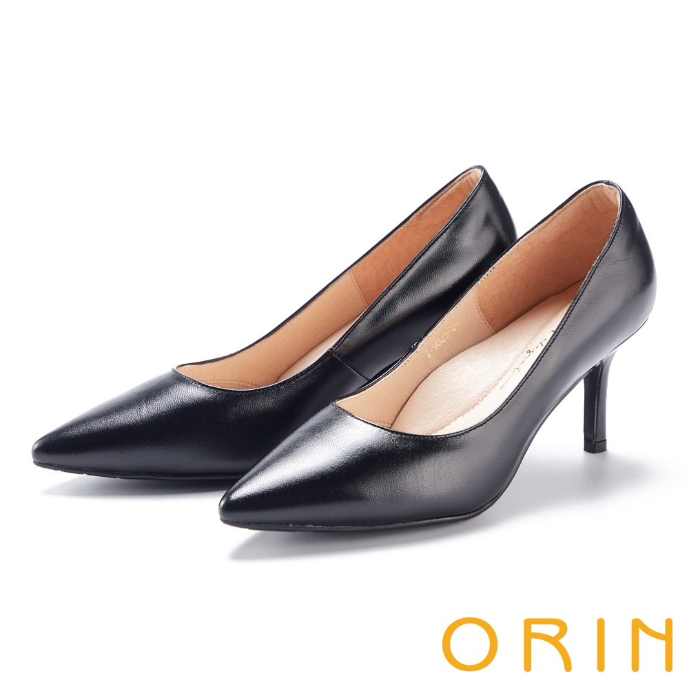ORIN 典雅素面羊皮尖頭高跟鞋 黑色 product image 1