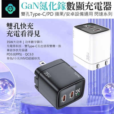 TOTU 拓途 閃速 數顯雙孔Type-C 35W GaN氮化鎵充電器