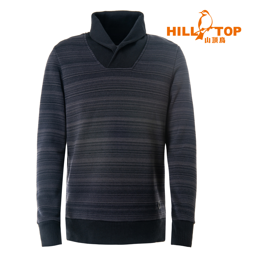 【hilltop山頂鳥】男款ZISOFIT吸溼快乾保暖刷毛上衣H51MH5黑條 product image 1