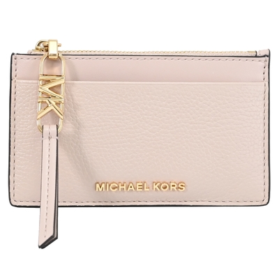 MICHAEL KORS EMPIRE 金屬LOGO卡片零錢包(粉)