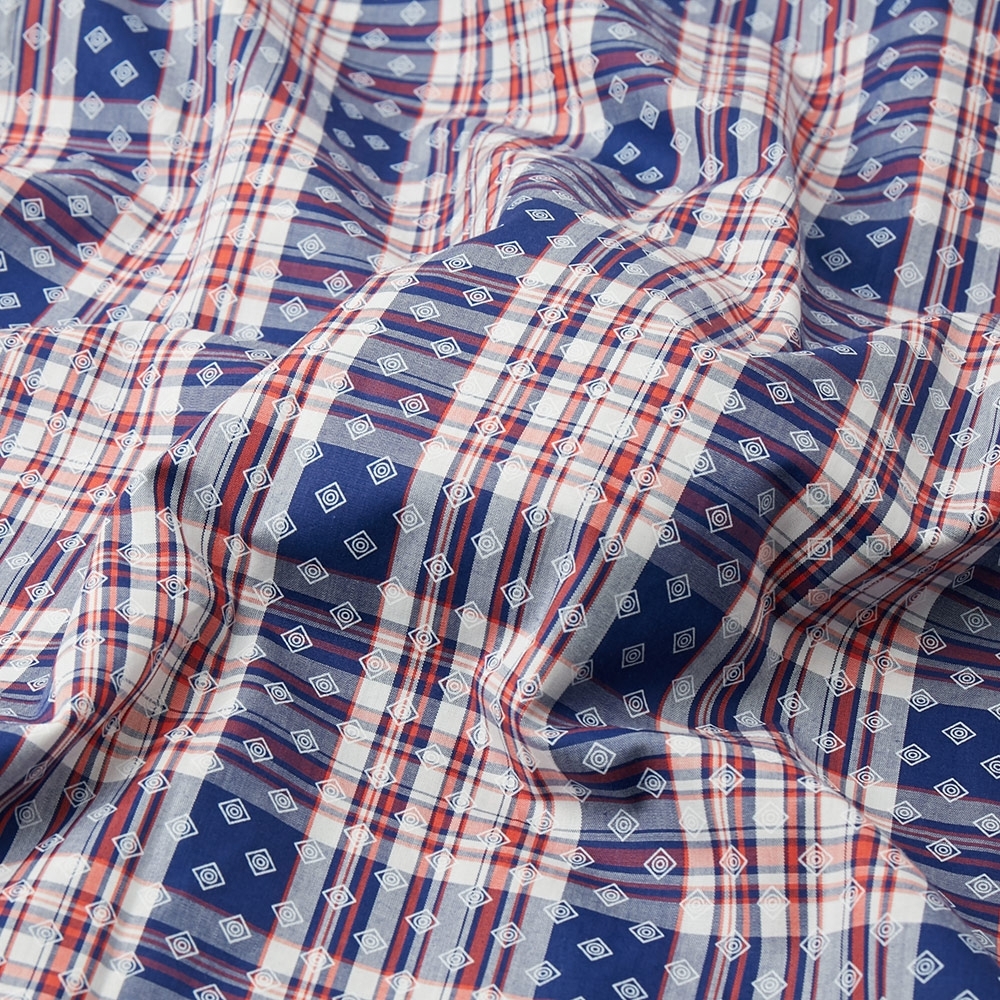 ROBERTA諾貝達 台灣製 進口素材 學院風格 純棉長袖襯衫 藍紅