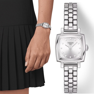 TISSOT 天梭 官方授權 LOVELY SQUARE 動人心弦雙針鑽石女錶 迎春好禮-20mm T0581091103601