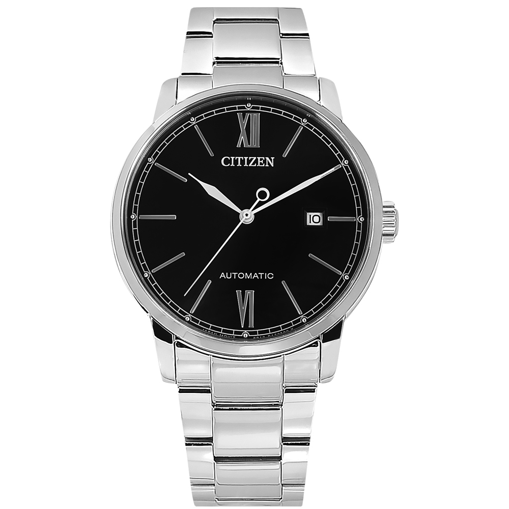 CITIZEN / 簡約時尚 機械錶 自動上鍊 日期 不鏽鋼手錶-黑色/42mm