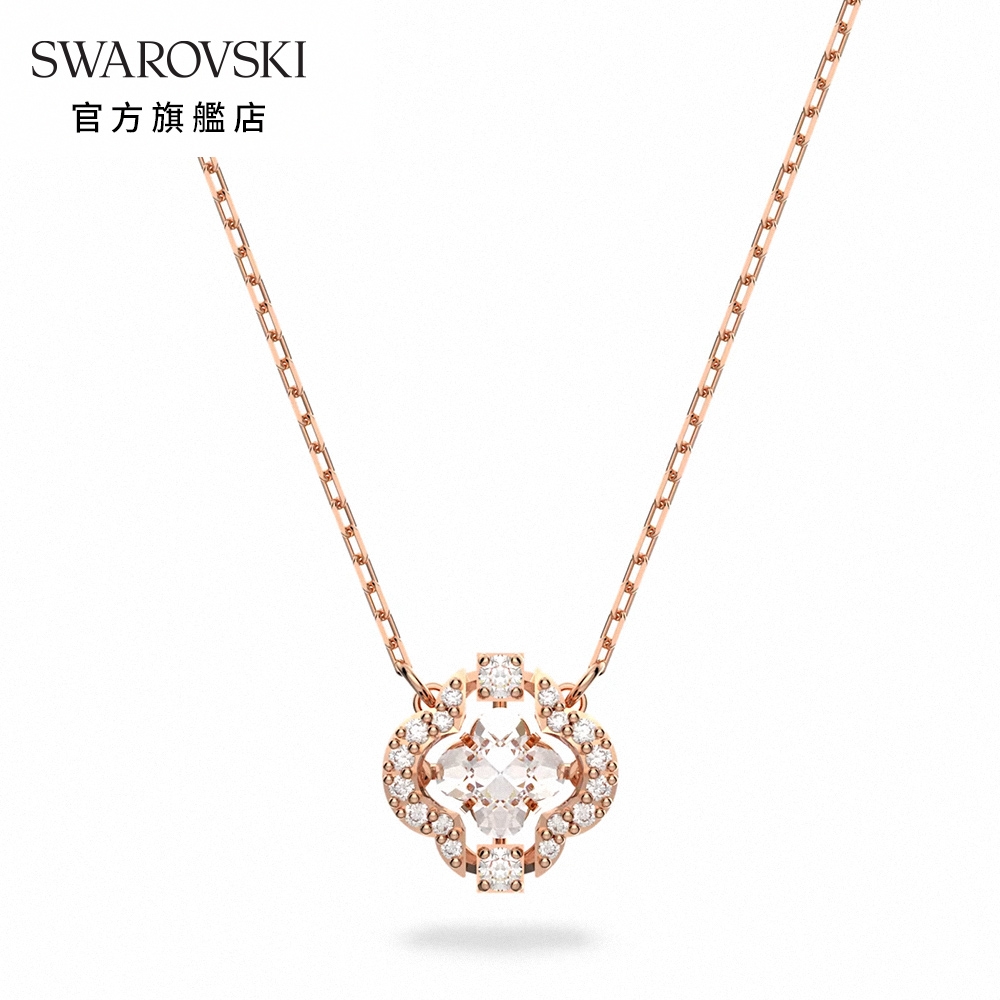 SWAROVSKI 施華洛世奇 Sparkling Dance 項鍊, 白色, 鍍玫瑰金色調