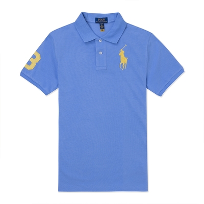 Polo Ralph Lauren RL 熱銷刺繡大馬短袖Polo衫(青年款)-藍色