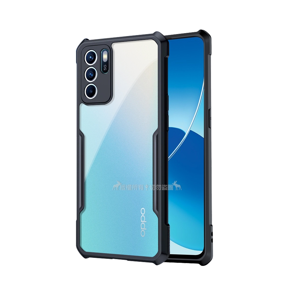 XUNDD 軍事防摔 OPPO Reno6 Z 5G 鏡頭全包覆 清透保護殼 手機殼(夜幕黑)