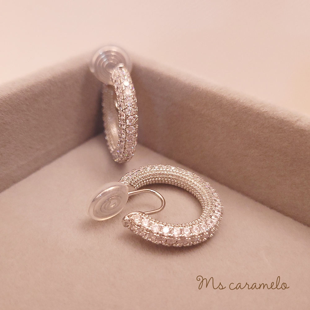 【焦糖小姐 Ms caramelo】夾式耳環 鋯石耳環