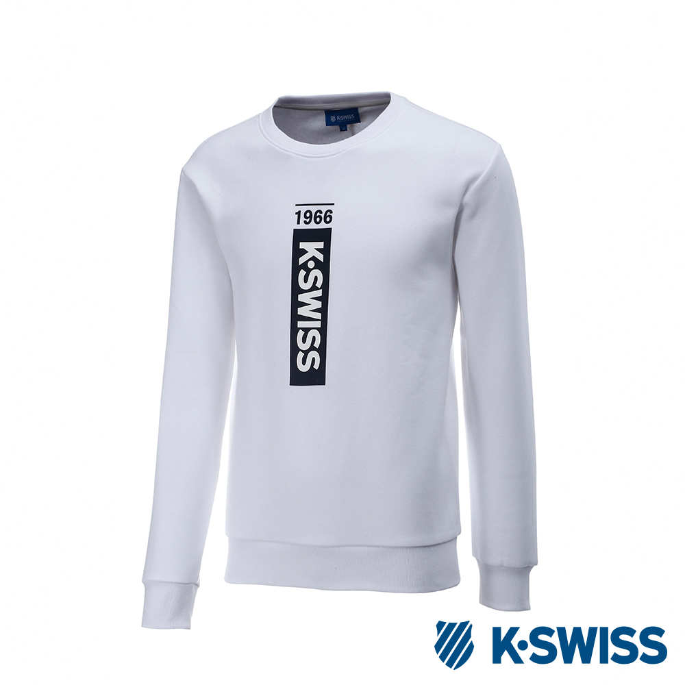 K-SWISS Crew Neck Sweatshirt 刷毛圓領上衣-男-白