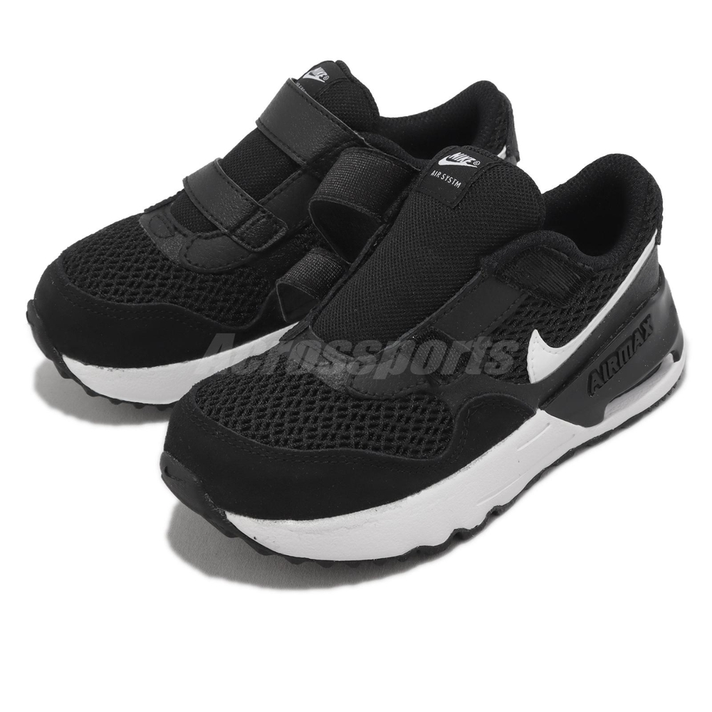 Nike 童鞋Air Max Systm TD 小童幼童黑白氣墊魔鬼氈拼接運動鞋DQ0286