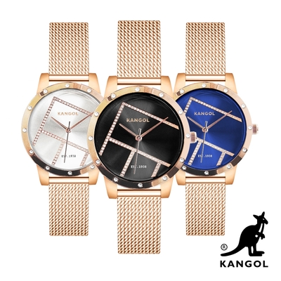 KANGOL 英國袋鼠 金屬幾何列鑽錶 / 手錶 / 腕錶 (4款可選) KG72334