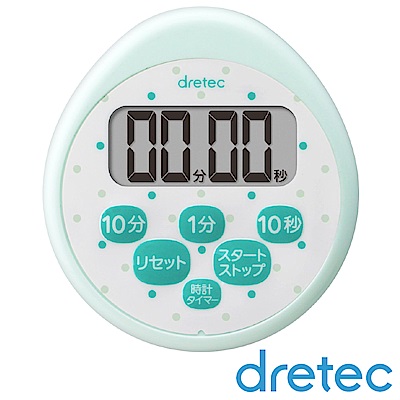 【Dretec】小點點日本防水滴蛋型時鐘計時器-6按鍵-綠色 (T-565GN)