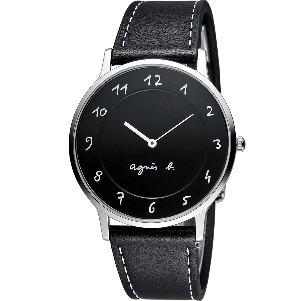 agnes b.法式優雅手寫體時標時尚腕錶(BJ5005X1 VJ20-K240)
